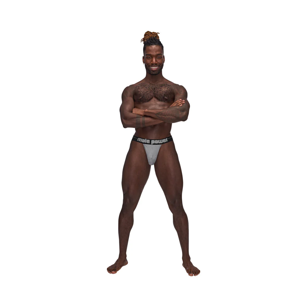 Male Power Sexagon Strappy Ring Jock Gray L/XL - Image 2