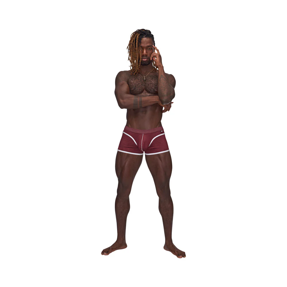 Male Power Sport Mesh Sport Mini Short Burgundy L - Image 2