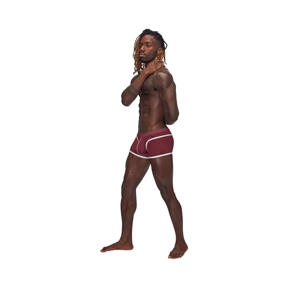 Male Power Sport Mesh Sport Mini Short Burgundy L - Image 3