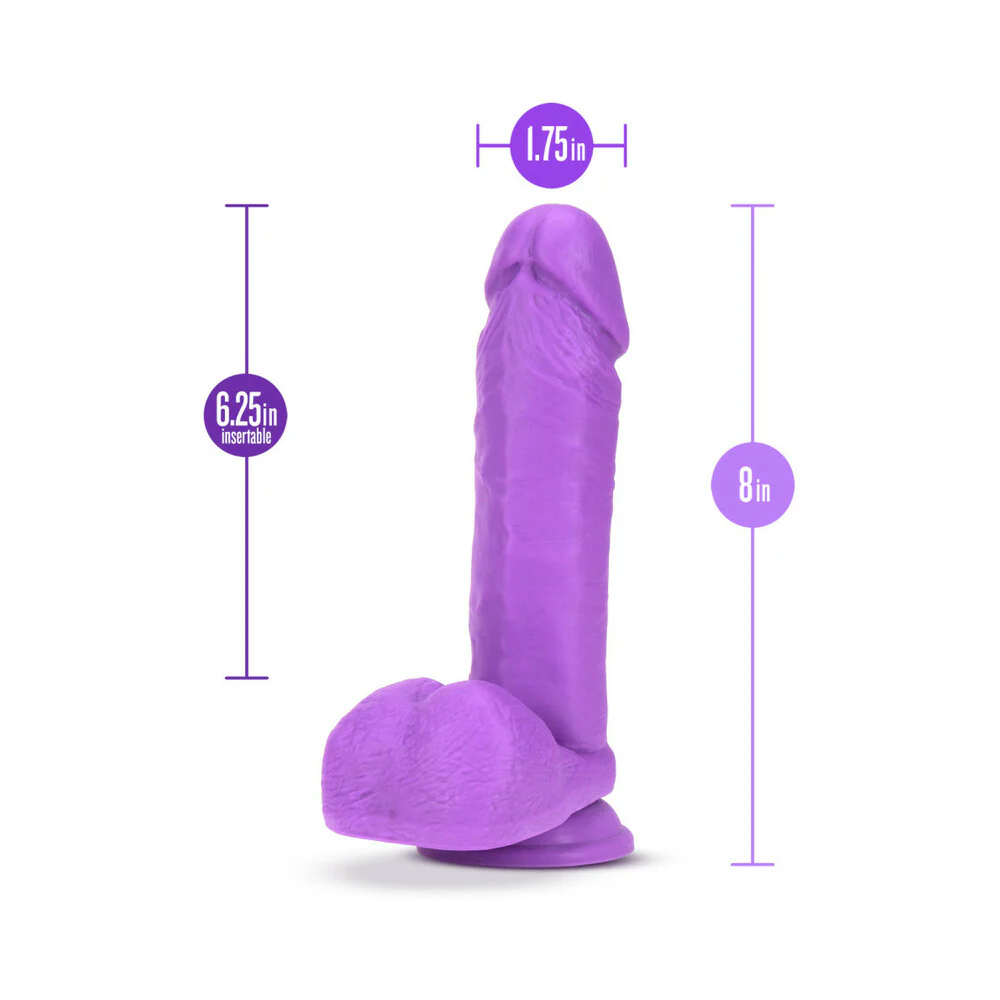 Neo 8 in. Dual Density Dildo with Balls Neon Purple - Image 7