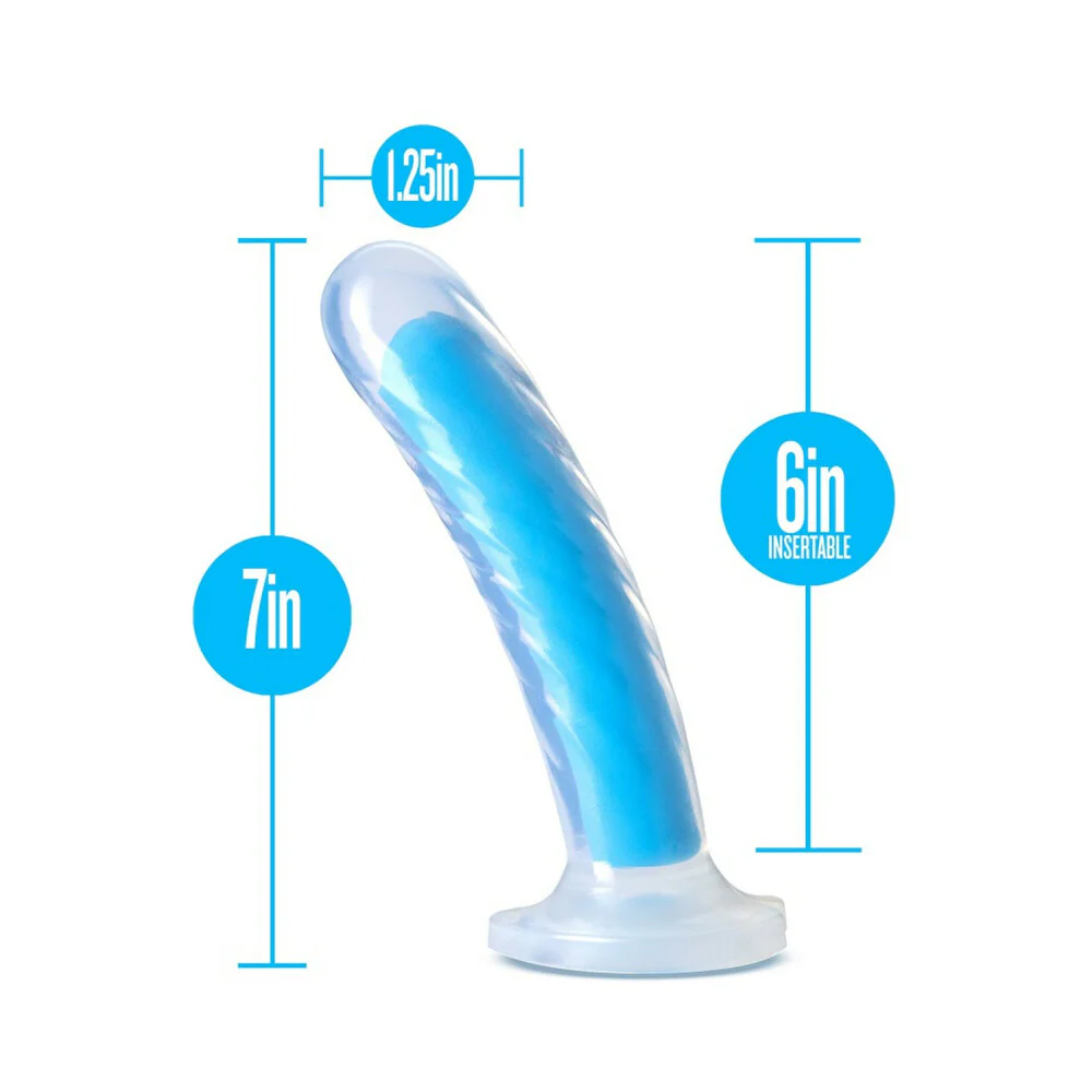 Neo Elite Glow in the Dark Tao 7 in. Dual-Density Dildo Neon Blue - Image 6