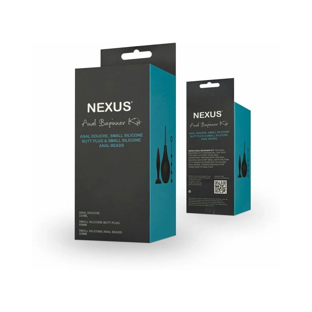 Nexus Anal Beginner Kit with Douche, Silicone Beads, Small Silicone Butt Plug Black - Image 5