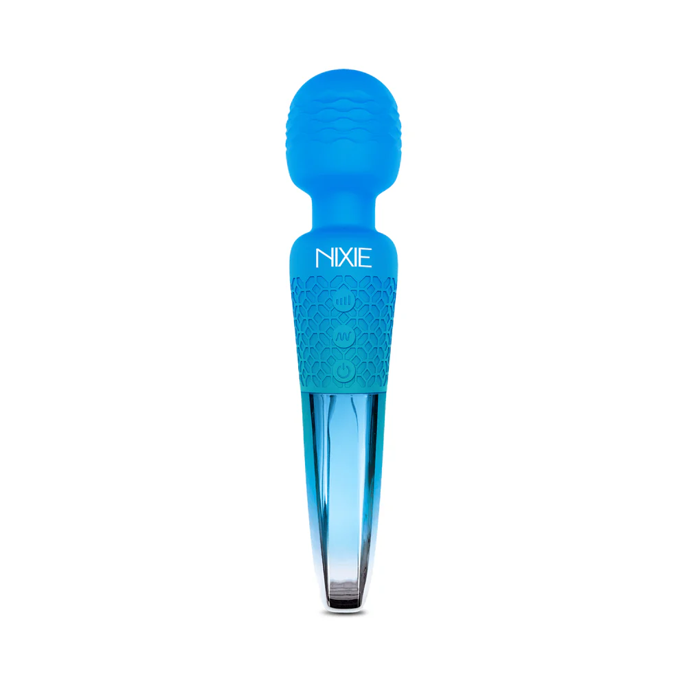 Nixie Rechargeable Wand Massager Blue Ombre Metallic - Image 3