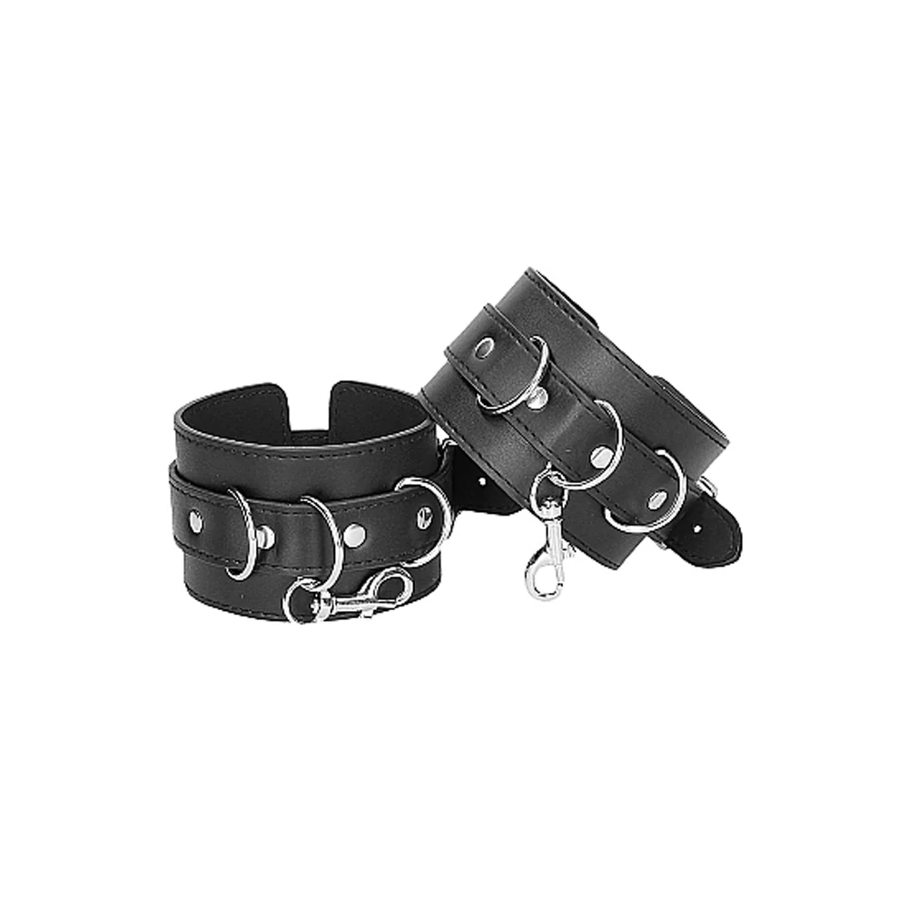 Ouch! Black & White Bonded Leather Hogtie With Hand & Ankle Cuffs Black - Image 7