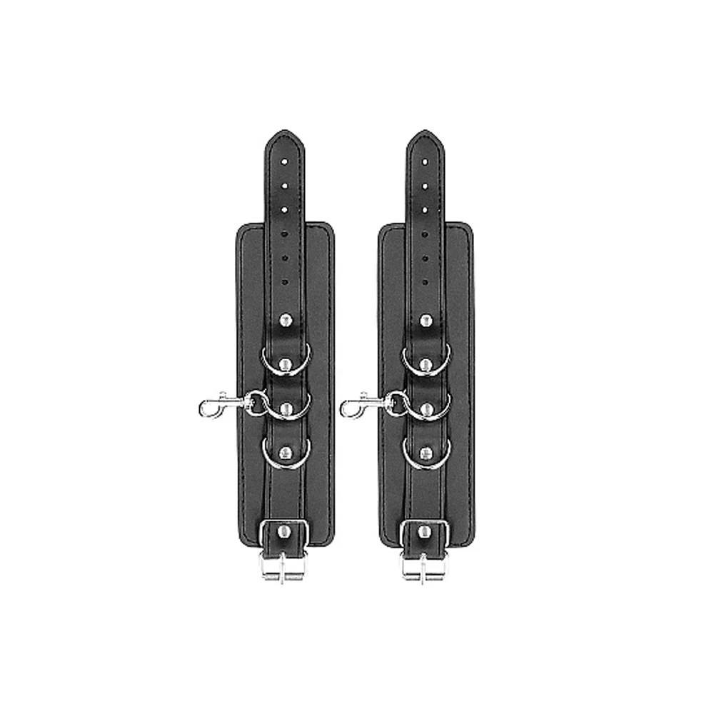 Ouch! Black & White Bonded Leather Hogtie With Hand & Ankle Cuffs Black - Image 8
