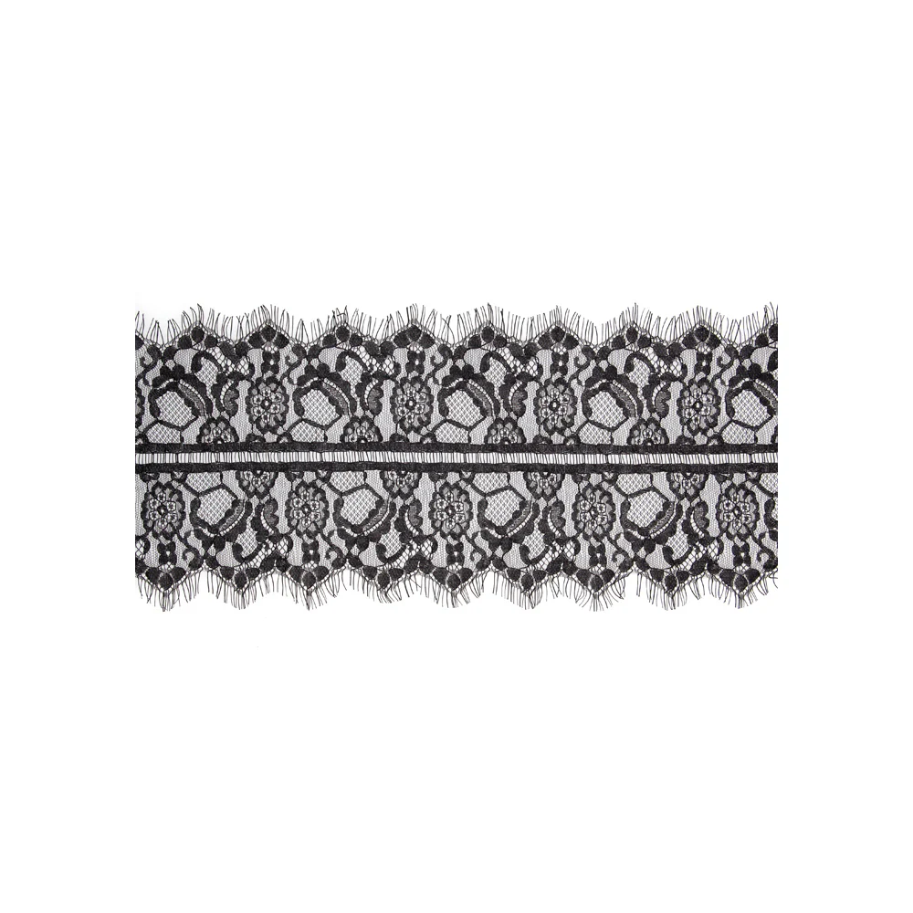 Ouch! Black & White Lace Mask With Elastic Straps Blindfold Black - Image 2