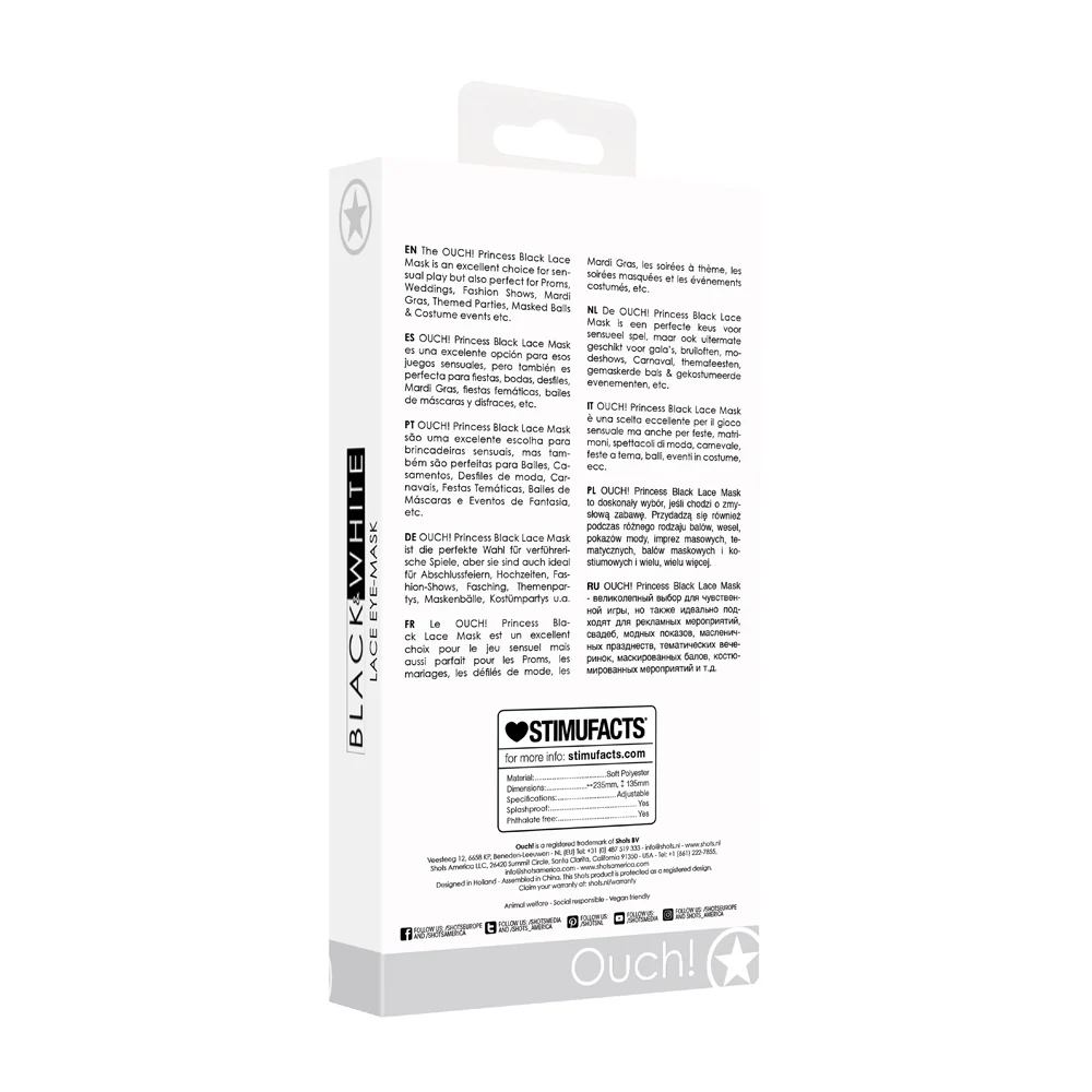 Ouch! Black & White Princess Lace Eye Mask Black - Image 6