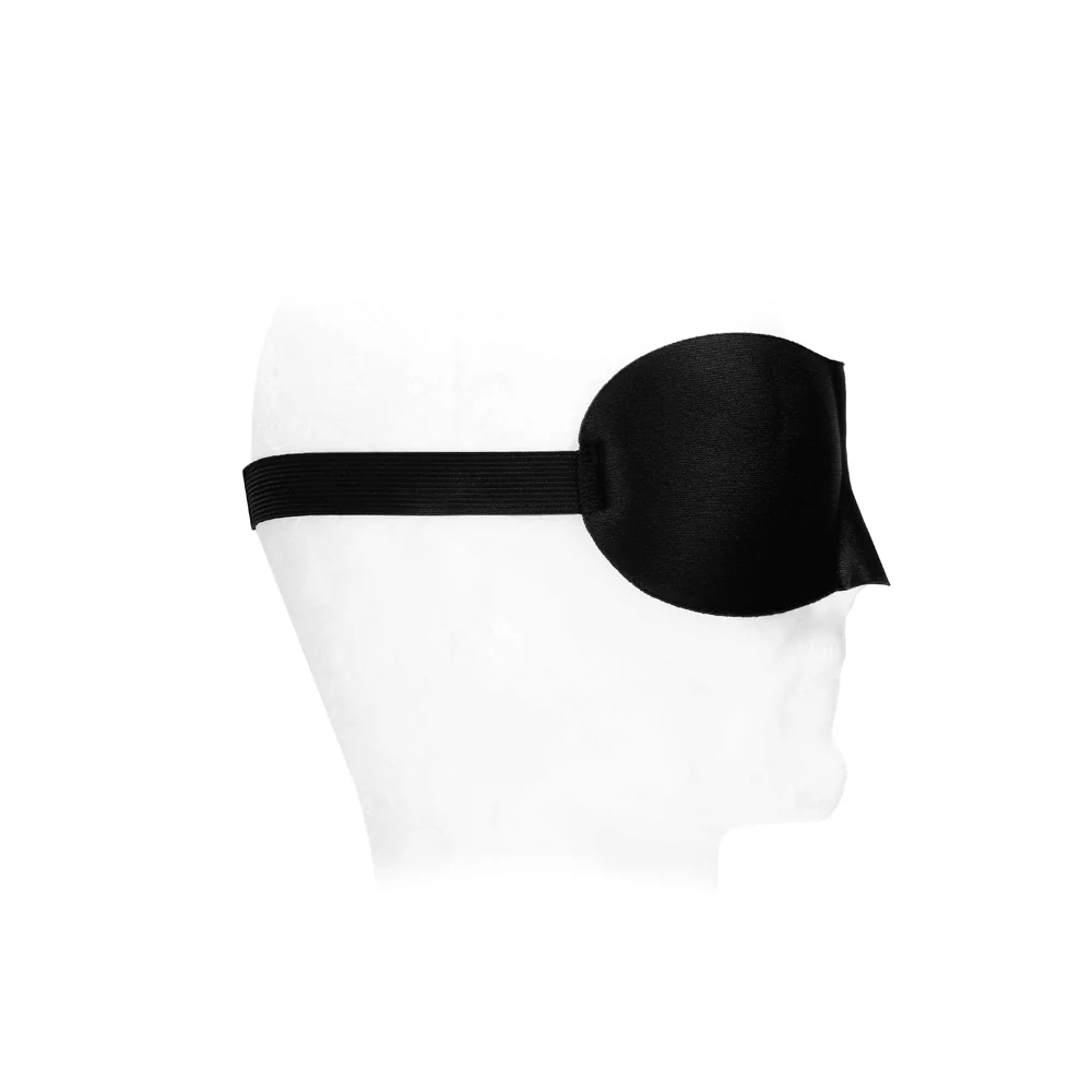 Ouch! Black & White Satin Curvy Eye Mask With Elastic Straps Blindfold Black - Image 3