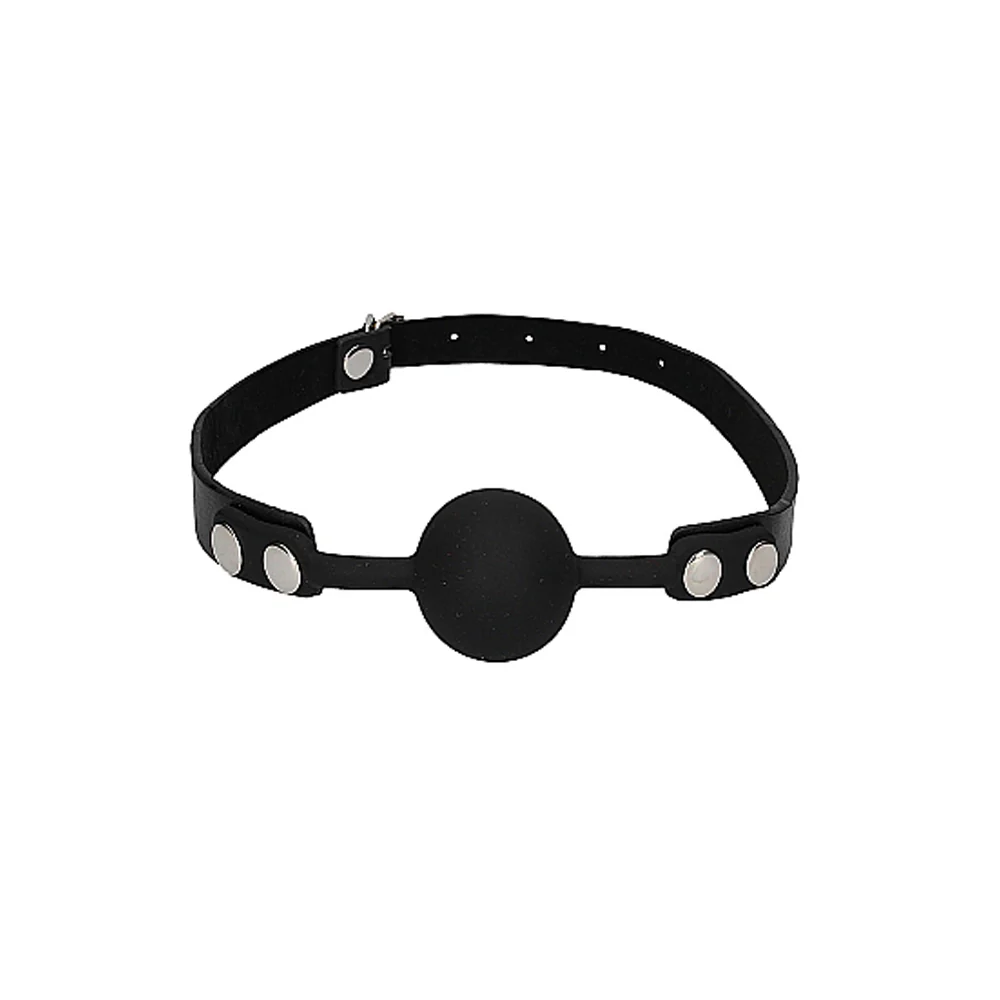 Ouch! Black & White Silicone Ball Gag With Adjustable Bonded Leather Straps Black - Image 4
