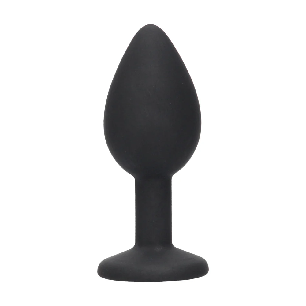 Ouch! Black & White Silicone Butt Plug With Removable Jewel Black - Image 2