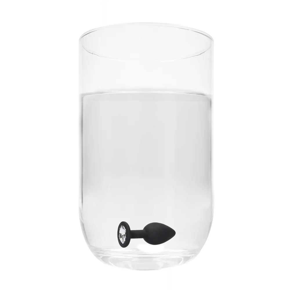 Ouch! Black & White Silicone Butt Plug With Removable Jewel Black - Image 6