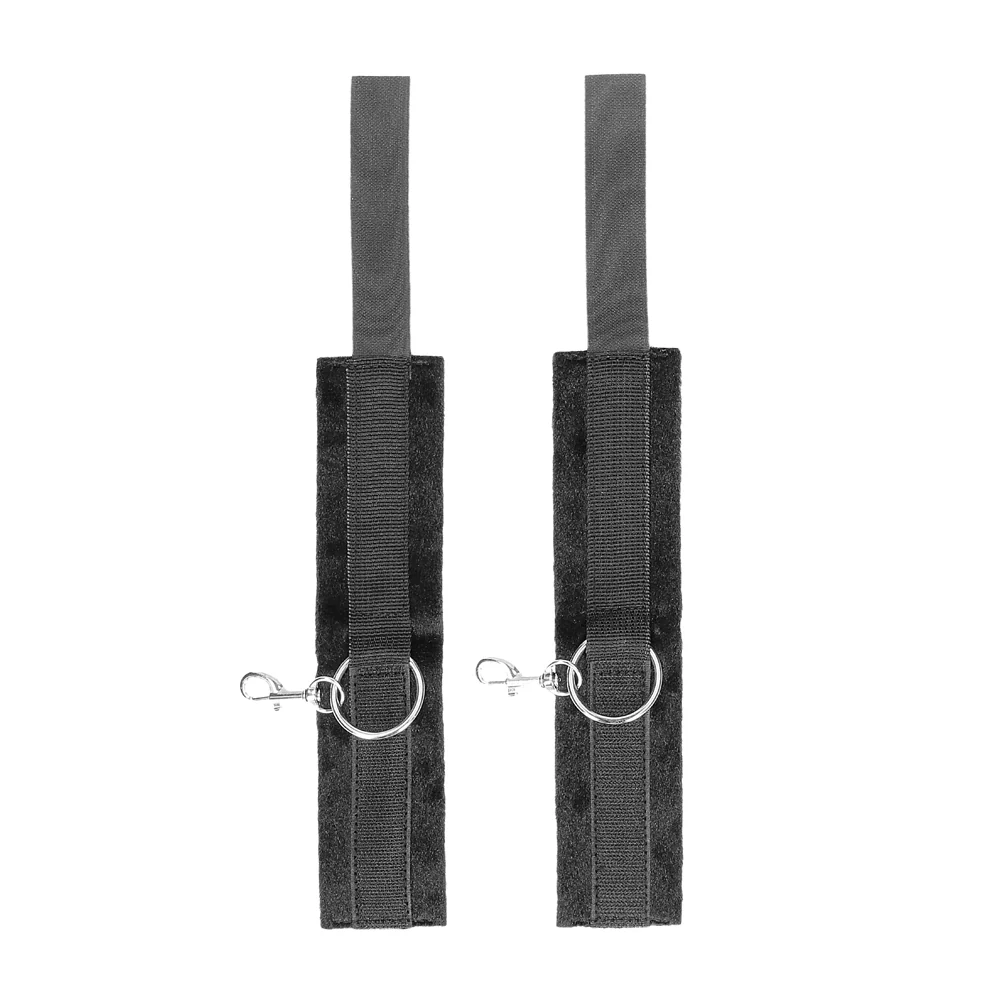 Ouch! Black & White Adjustable Velcro Wrist or Ankle Cuffs Black - Image 3