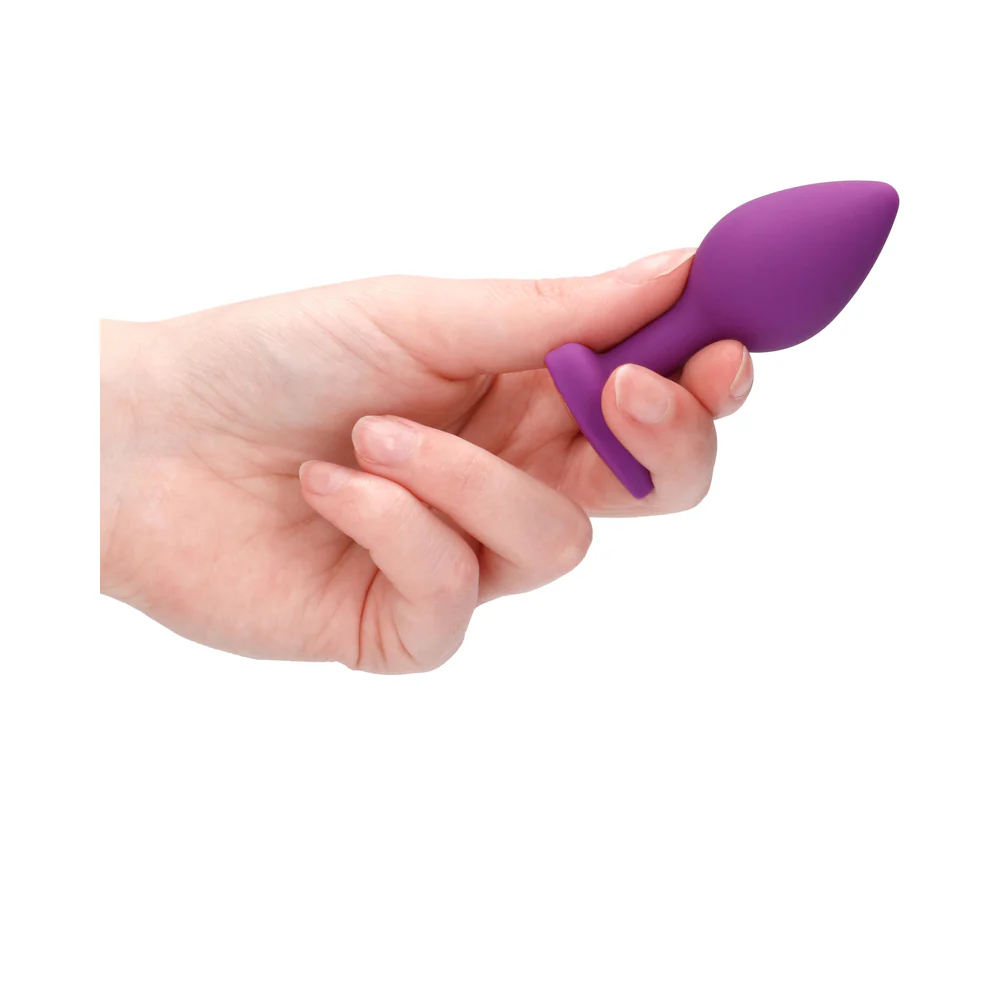 Ouch! Flexible Silicone Diamond Heart Butt Plug Purple Regular - Image 8