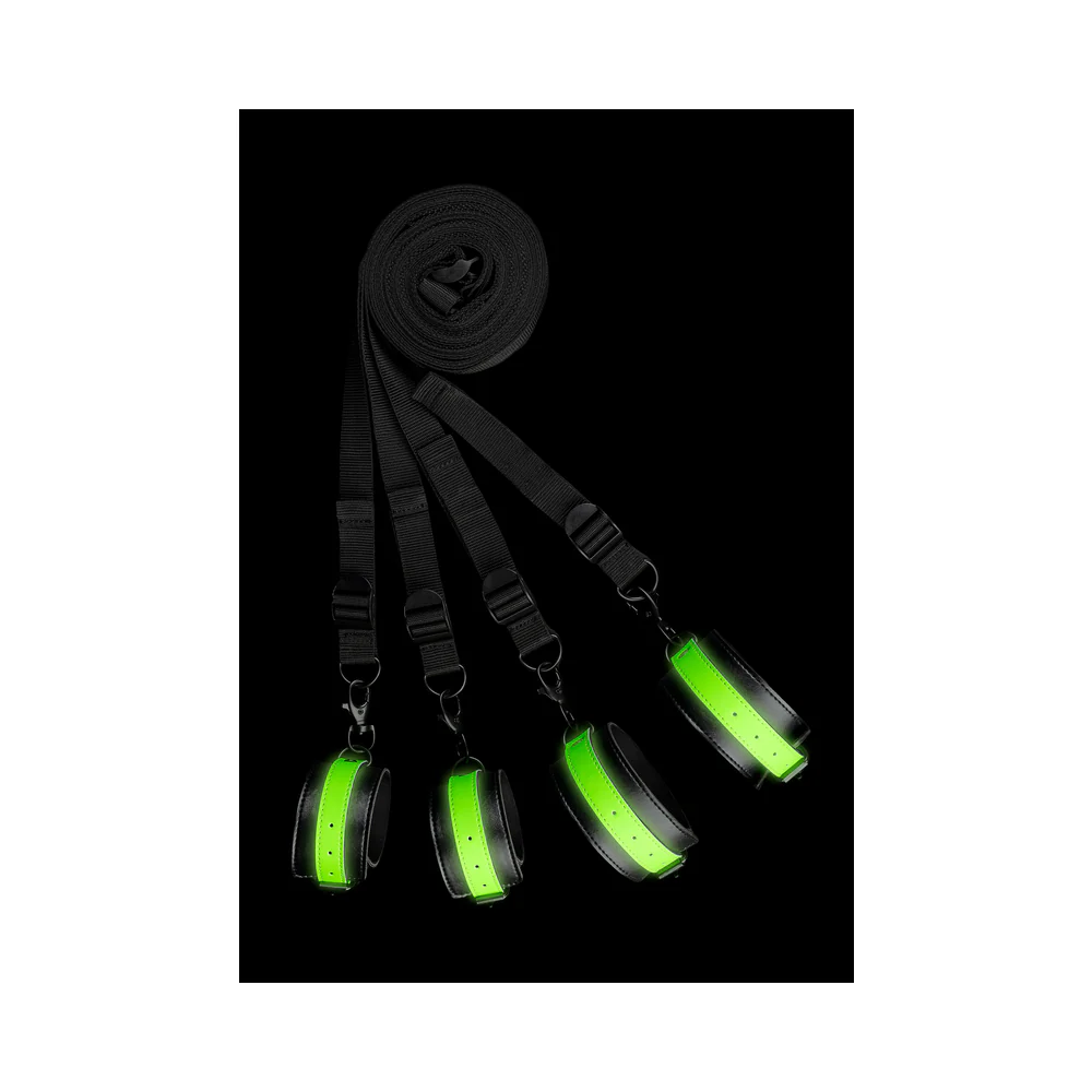 Ouch! Glow in the Dark Bed Bindings Restraint Kit Neon Green - Image 3