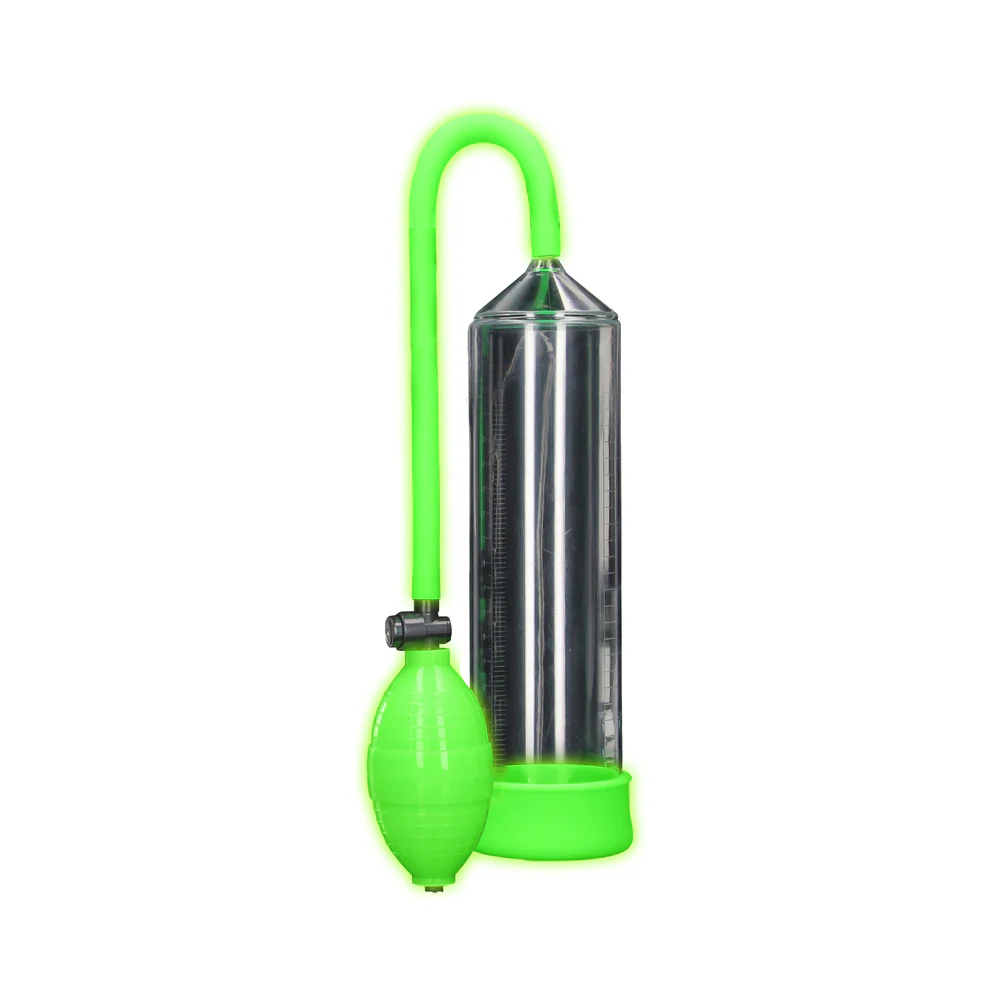 Ouch! Glow in the Dark Classic Penis Pump Neon Green - Image 2