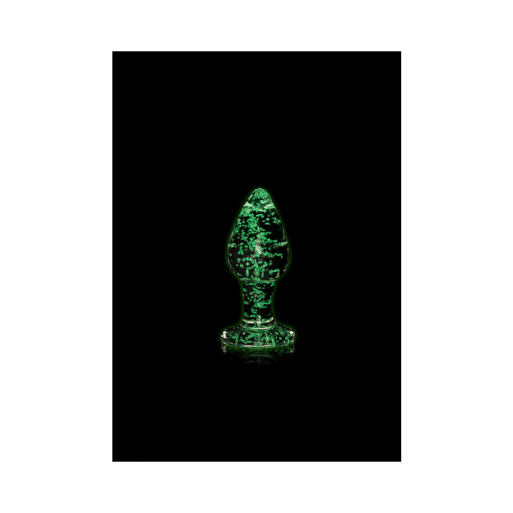 Ouch! Glow in the Dark Glass Anal Plug Clear/Green Small - Image 3