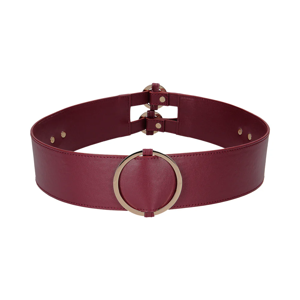 Ouch! Halo Ringed Waist Restraint Belt Burgundy S/M - Image 2