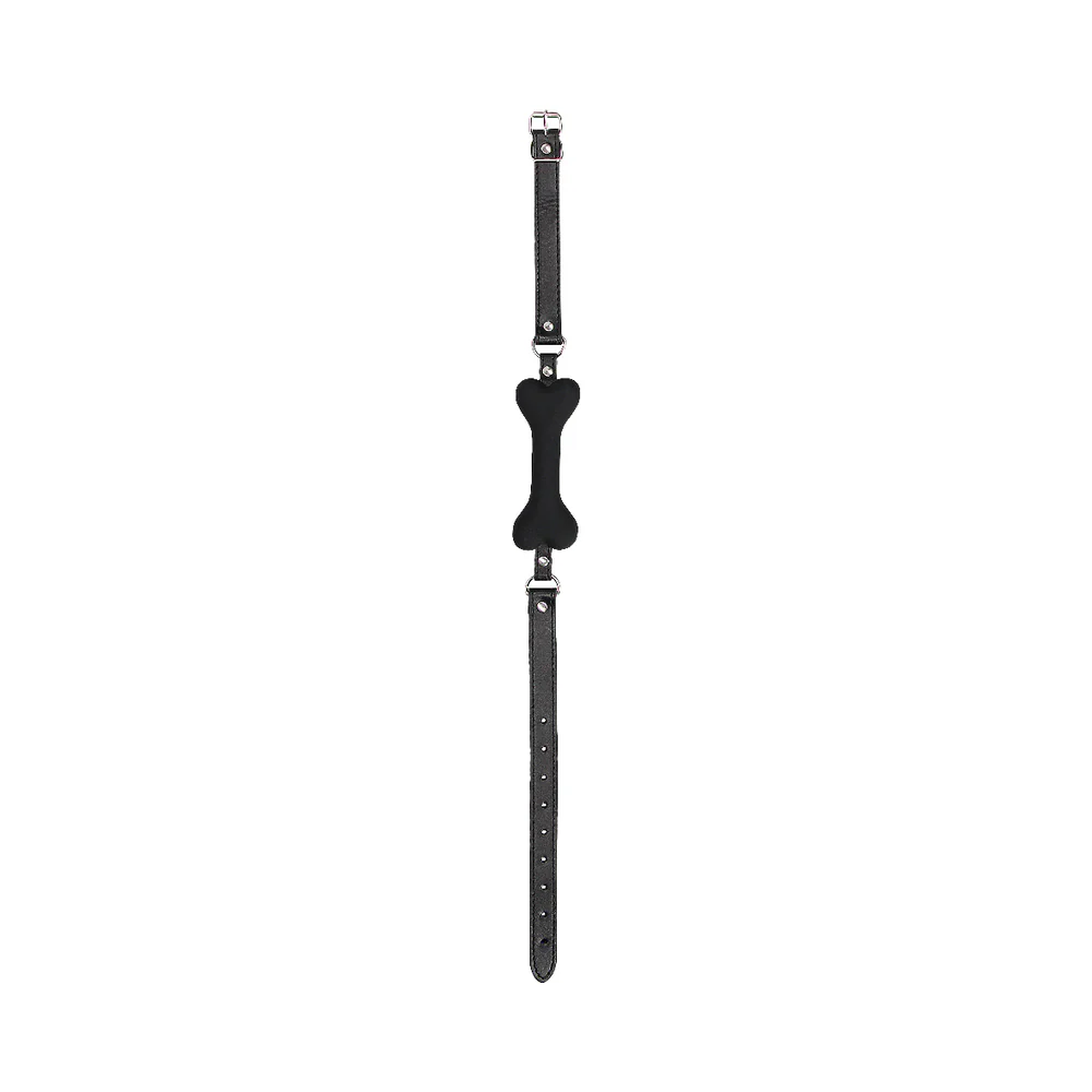 Ouch! Puppy Play Silicone Bone Gag Black - Image 3