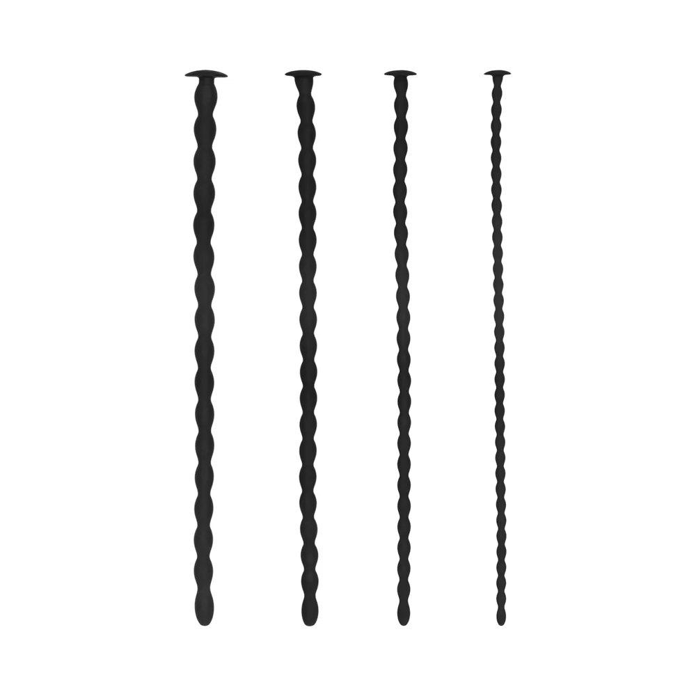 Ouch! Urethral Sounding Advanced Silicone Spiral Screw Plug Set Black 7 mm / 8 mm / 9 mm / 10 mm - Image 2