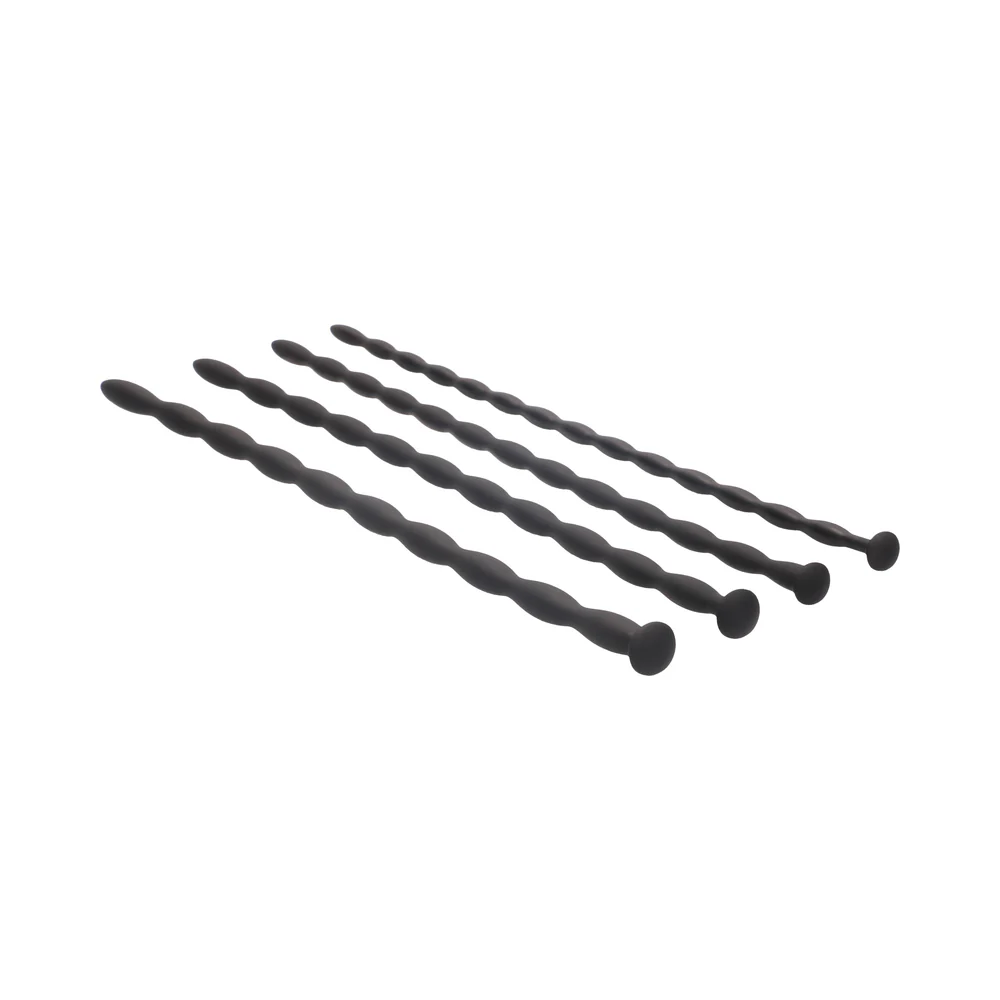 Ouch! Urethral Sounding Advanced Silicone Spiral Screw Plug Set Black 7 mm / 8 mm / 9 mm / 10 mm - Image 3