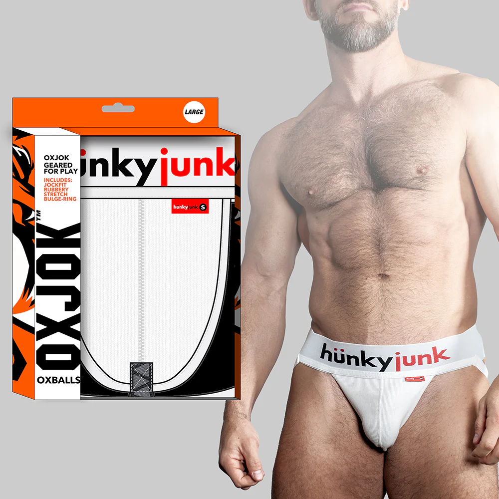 Oxballs Oxjok Hunker Comfy-Pouch Slider-Strap Jock White Snow XL