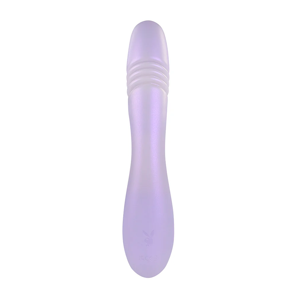 Playboy Bumping Bunny Rechargeable Thrusting Warming Silicone Dual Stimulation Vibrator Opal - Image 2
