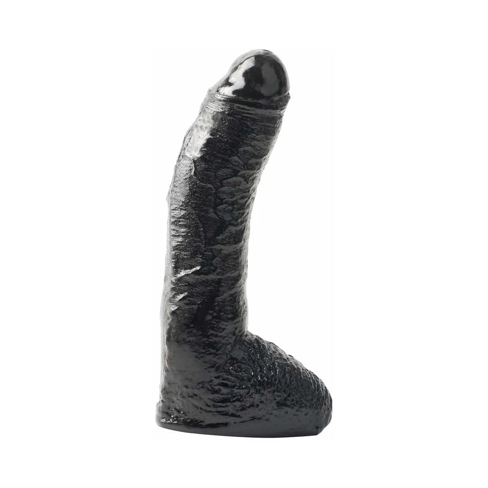 Basix Rubber Works Fat Boy 10 in. Dildo With Balls Black - Image 2