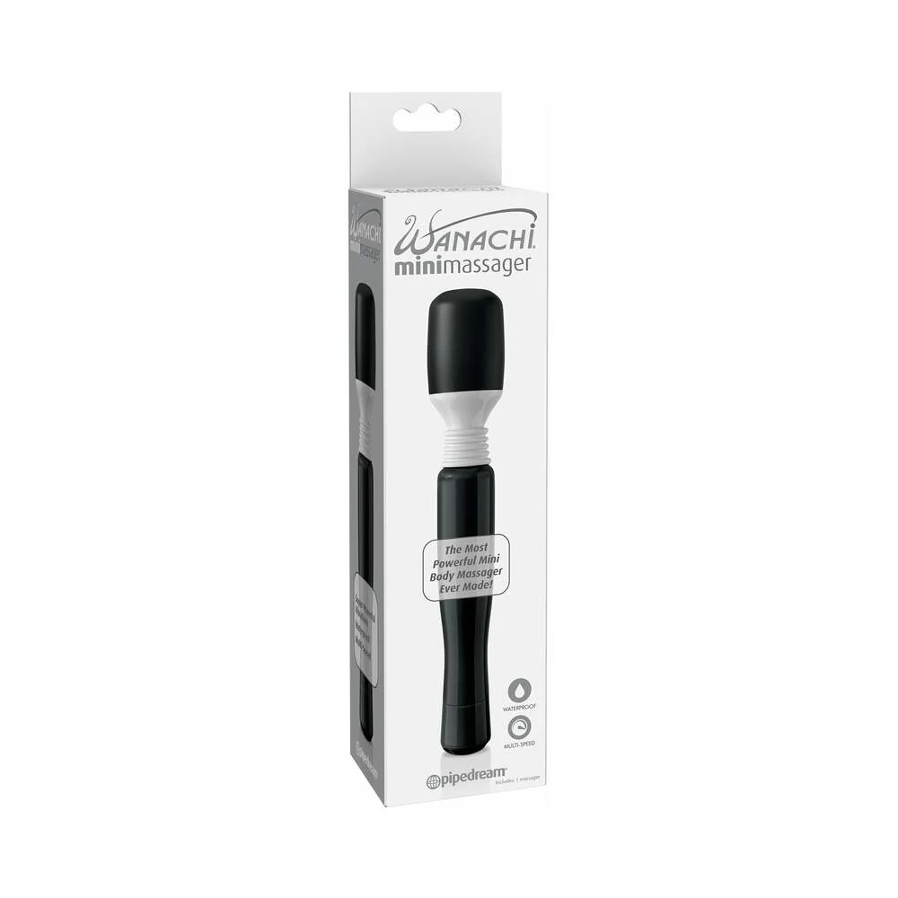 Mini Wanachi Waterproof Massager Flexible Silicone Wand Vibrator Black