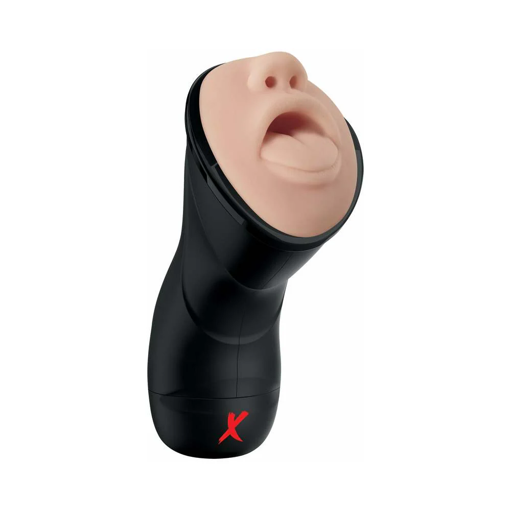 PDX Elite Deep Throat Vibrating Stroker Beige/Black - Image 2