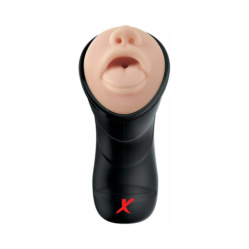 PDX Elite Deep Throat Vibrating Stroker Beige/Black - Image 4