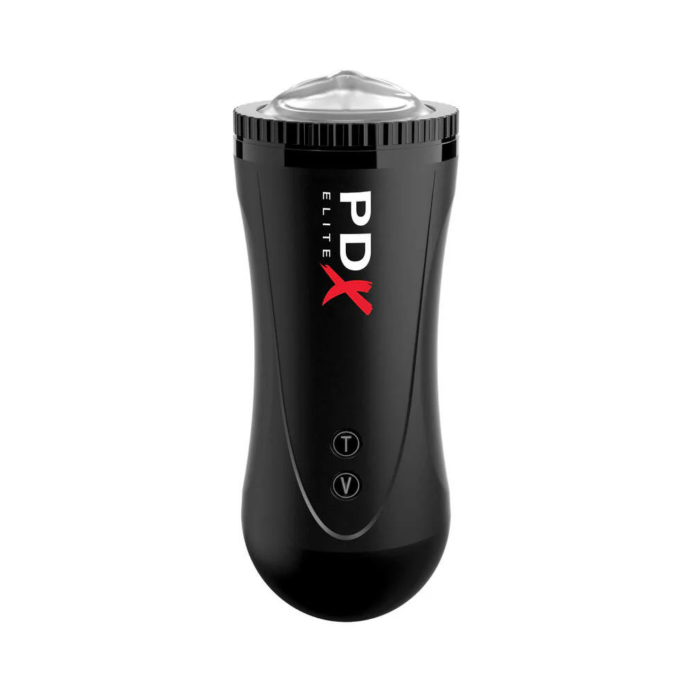 PDX Elite Moto Stroker Rechargeable Thrusting Vibrating Masturbator Clear/Black - Image 3