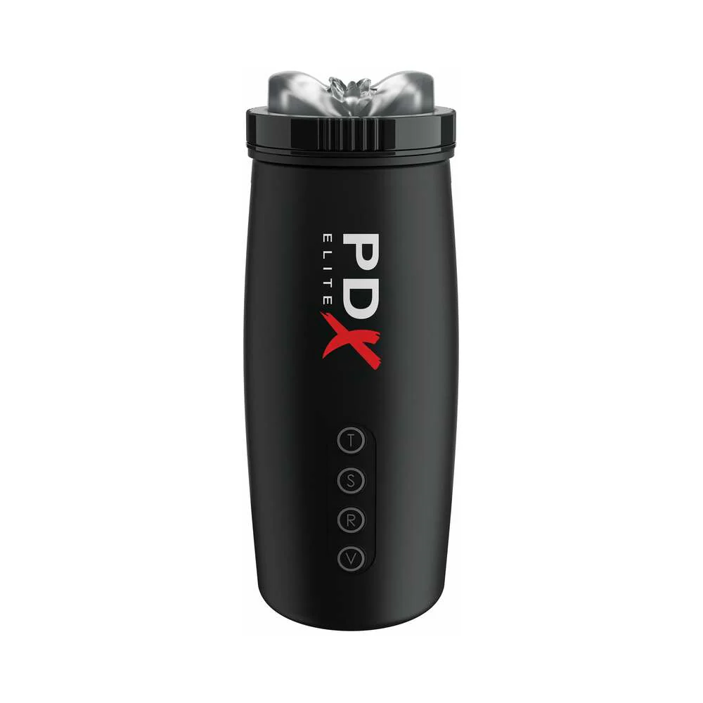 PDX Elite Motobator 2 Rechargeable Thrusting Vibrating Masturbator Clear/Black - Image 3