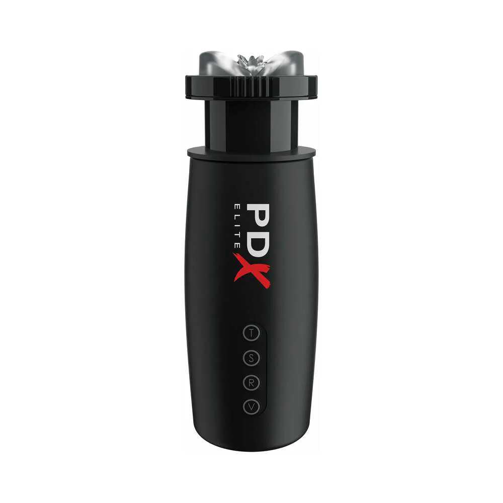 PDX Elite Motobator 2 Rechargeable Thrusting Vibrating Masturbator Clear/Black - Image 4