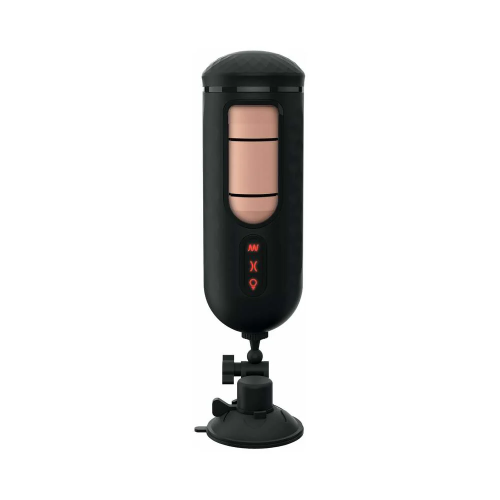 PDX Elite Vibrating Mega Milker Rechargeable Stroker With Hands-Free Suction Cup Beige/Black - Image 3