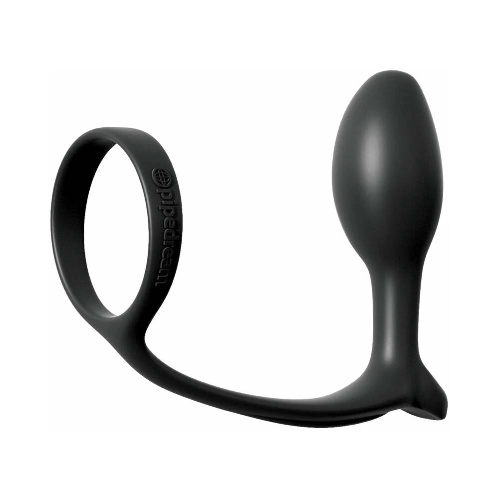 Anal Fantasy Collection Silicone Ass-Gasm Cock Ring Beginner's Plug Black - Image 2