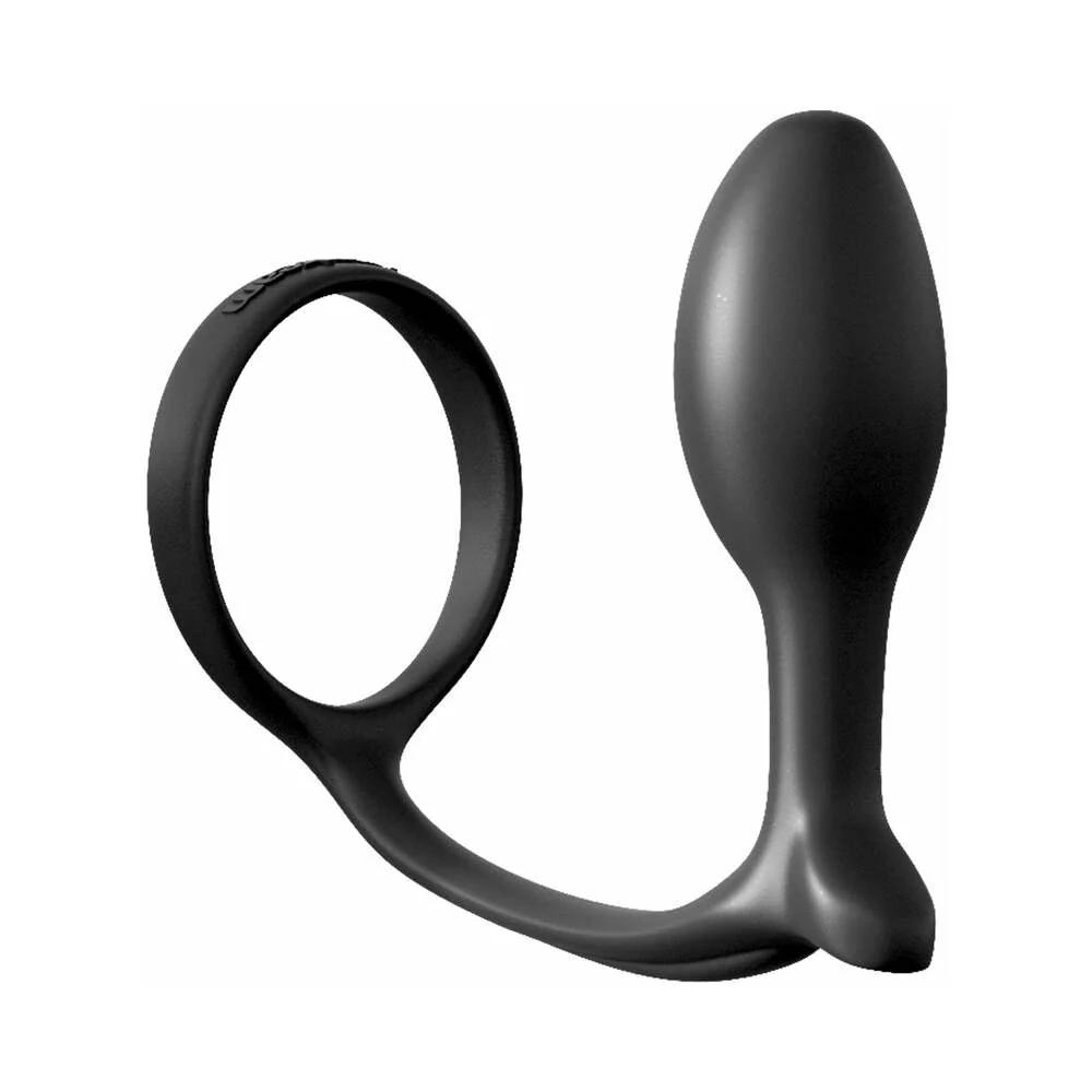 Anal Fantasy Collection Silicone Ass-Gasm Cock Ring Beginner's Plug Black - Image 3