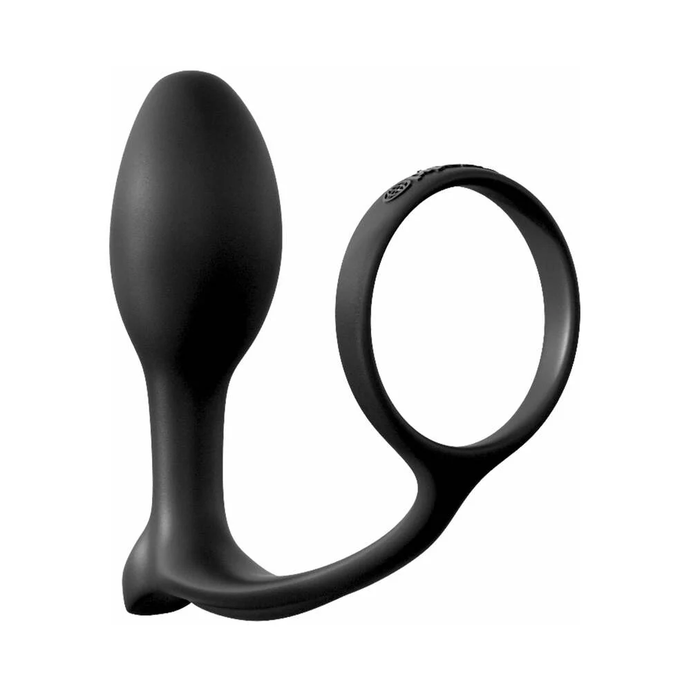 Anal Fantasy Collection Silicone Ass-Gasm Cock Ring Beginner's Plug Black - Image 4