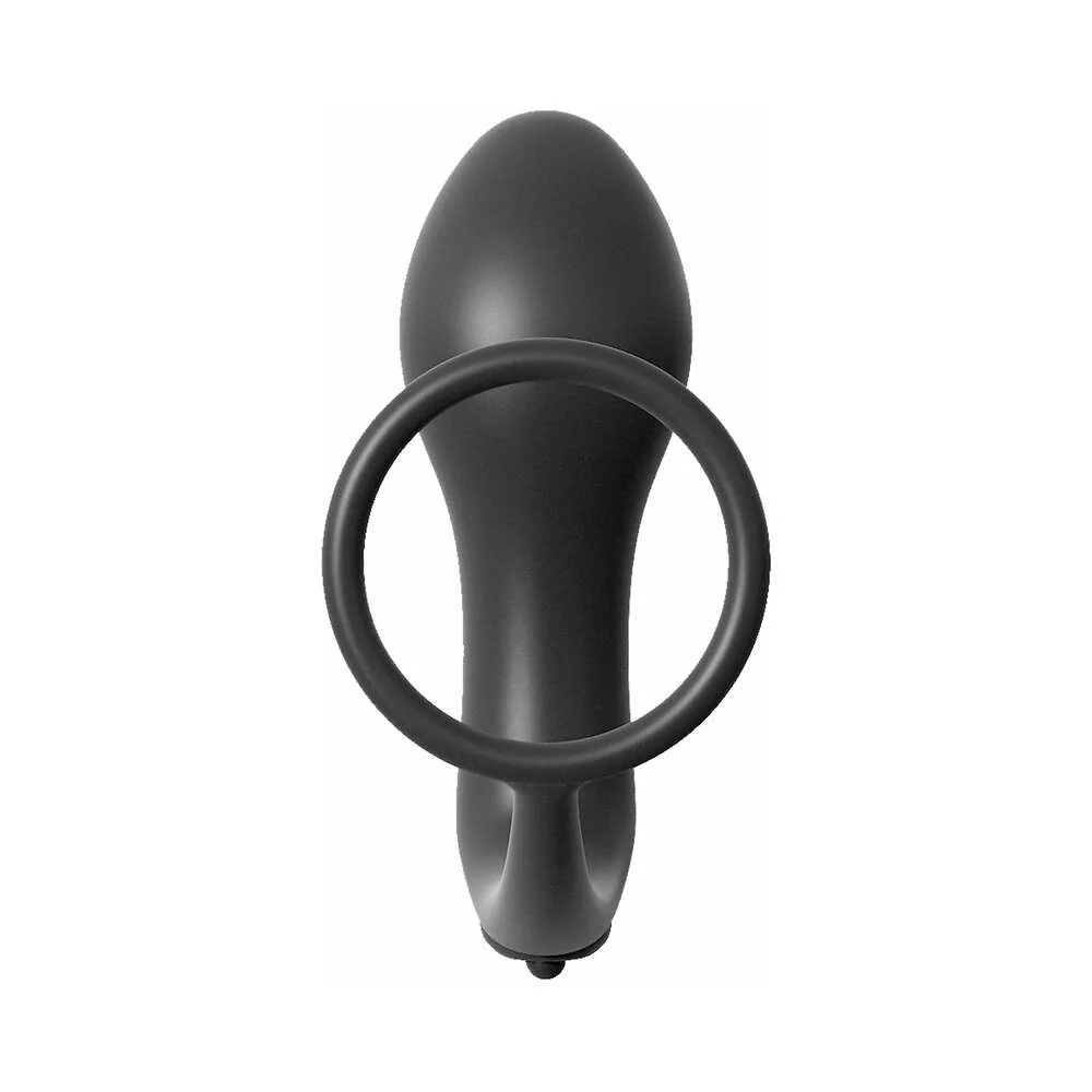Anal Fantasy Collection Silicone Ass-Gasm Vibrating Cockring & Plug Black - Image 3