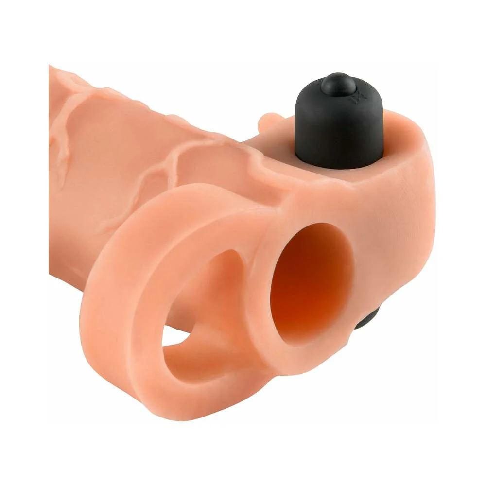 Fantasy X-tensions Vibrating Real Feel 2 in. Extension With Ball Strap Beige - Image 3