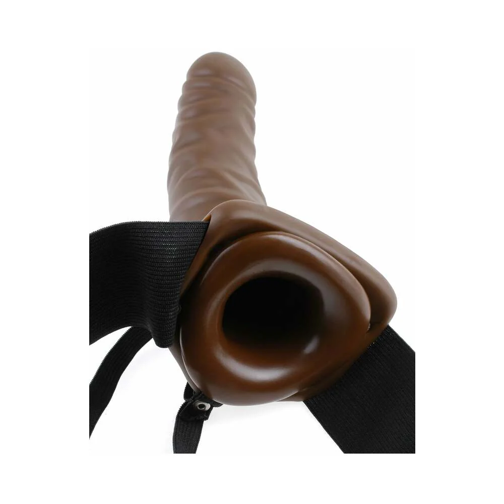 Fetish Fantasy Series 8 in. Vibrating Hollow Strap-On Brown/Black - Image 3