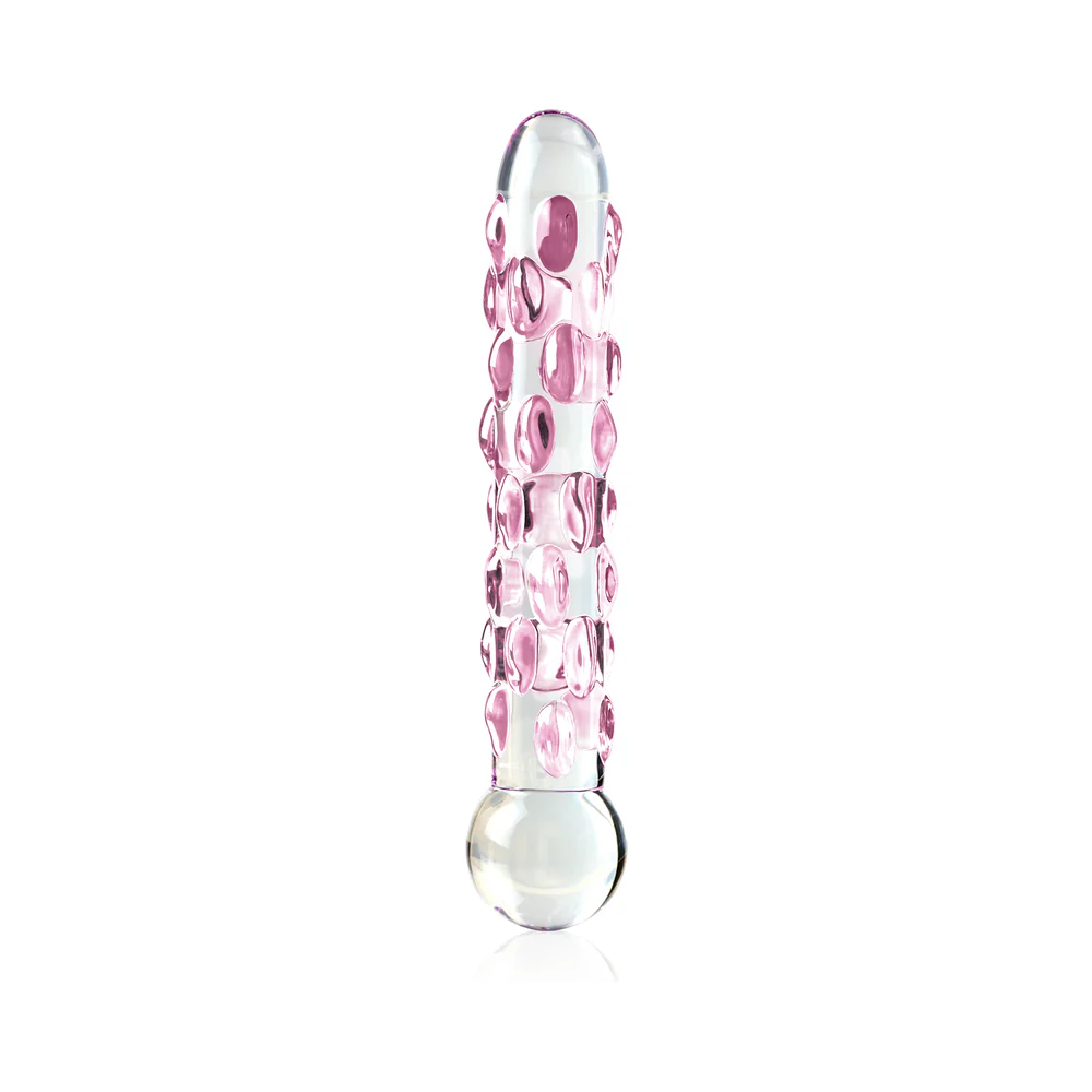 Icicles No. 7 Textured 7 in. Glass Dildo Pink/Clear - Image 2