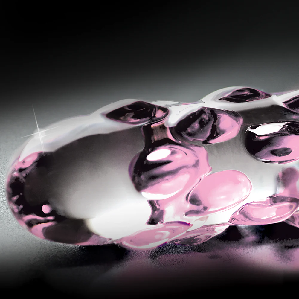 Icicles No. 7 Textured 7 in. Glass Dildo Pink/Clear - Image 3