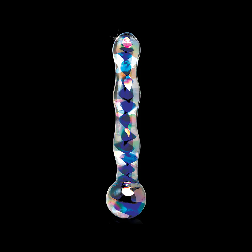 Icicles No. 8 Wavy 7 in. Glass Dildo Blue/Clear - Image 3