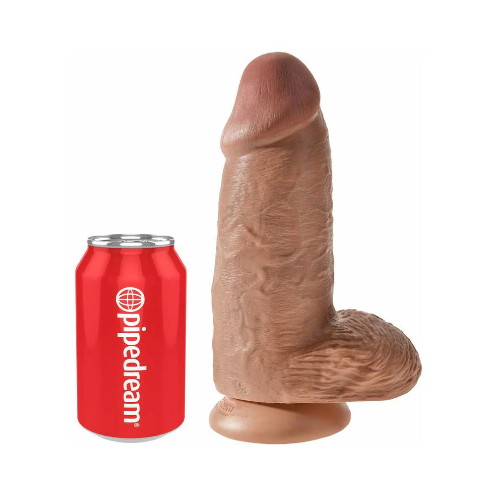 King Cock Chubby 9 in. Cock With Balls Realistic Suction Cup Dildo Tan - Image 5
