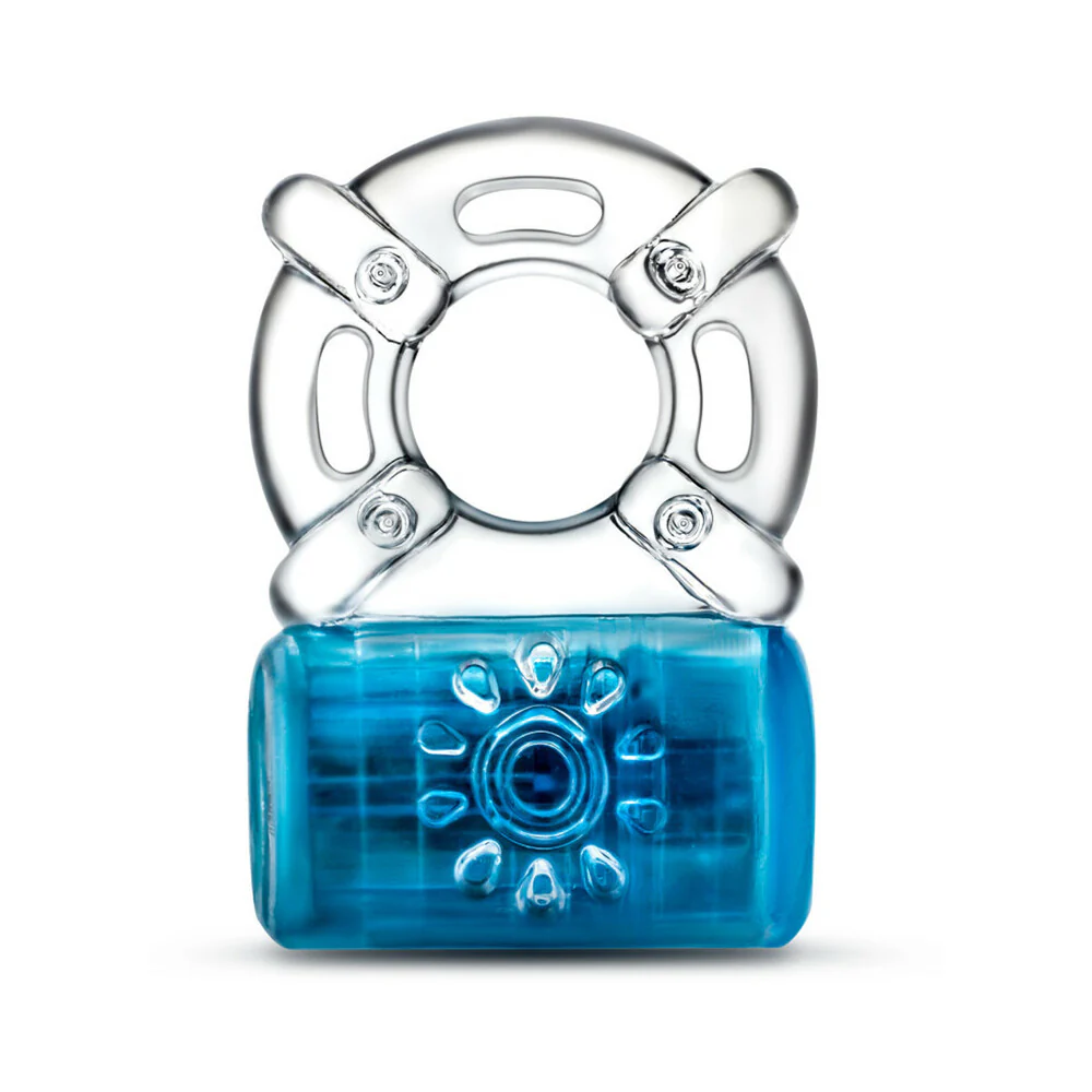 Play with Me Pleaser Rechargeable Vibrating C-Ring Blue - Image 2