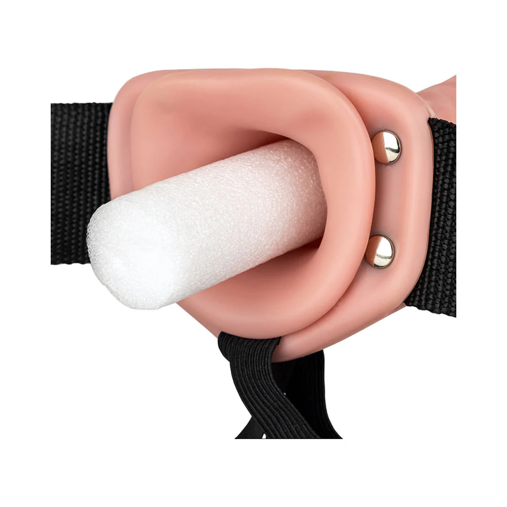 RealRock Realistic 6 in. Hollow Strap-On Beige - Image 6
