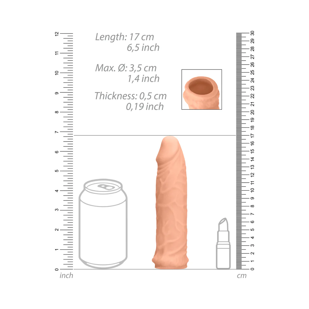 RealRock Realistic 6 in. Penis Sleeve Extender Beige - Image 11