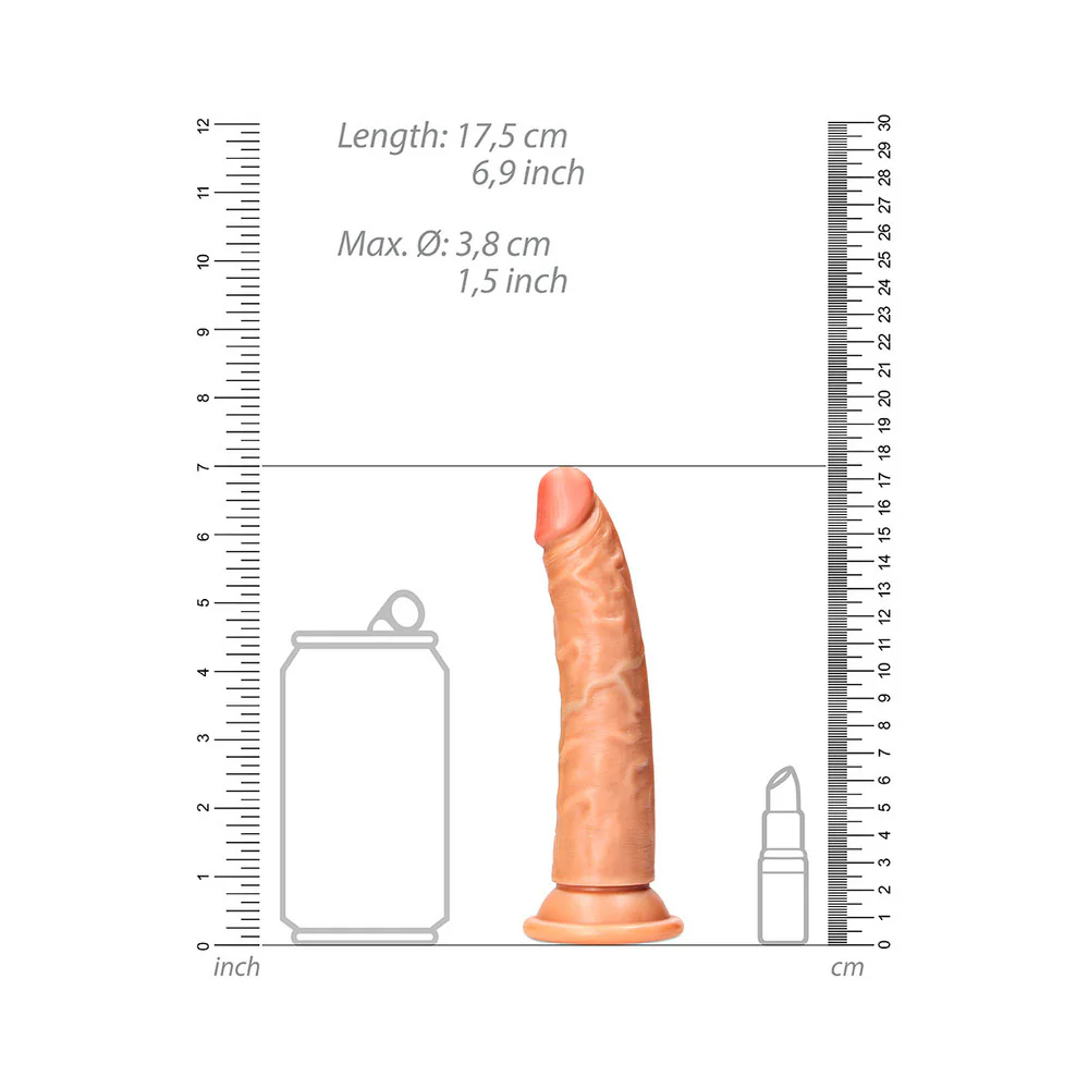 RealRock Realistic 6 in. Slim Dildo With Suction Cup Tan - Image 6