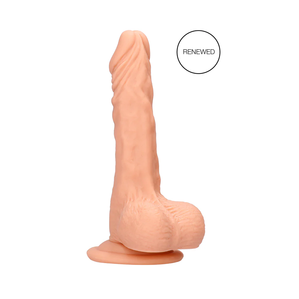 RealRock Realistic 7 in. Dildo With Balls and Suction Cup Beige - Image 6