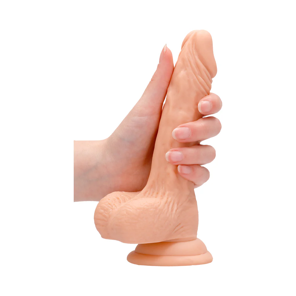 RealRock Realistic 7 in. Dildo With Balls and Suction Cup Beige - Image 8